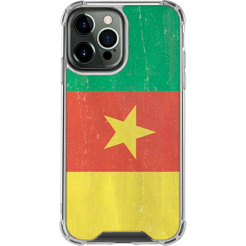 Cameroon Flag Distressed iPhone 14 Pro Max Clear Case